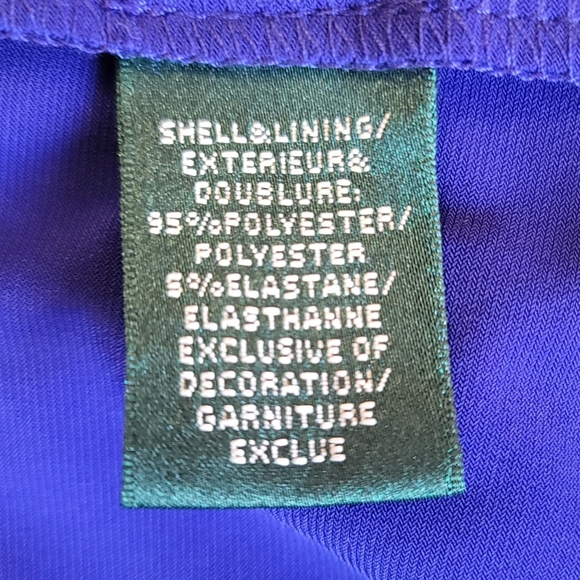 Lauren Ralph Lauren Evening Blue Long Sleeve Cold Shoulder Ruched Dress, 16 - Picture 11 of 12